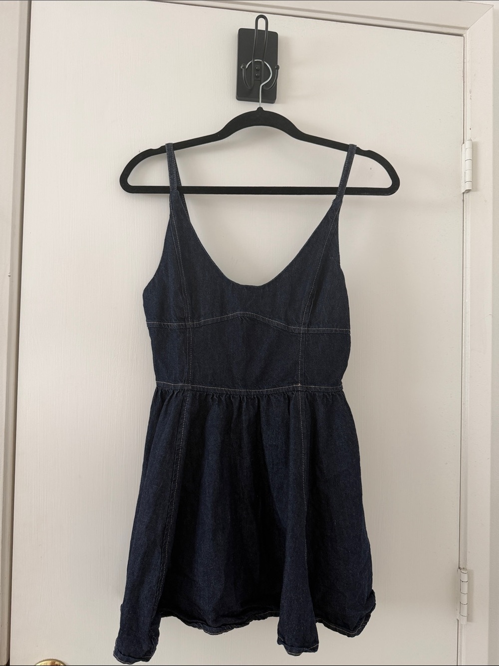 Zara Navy Denim Spaghetti-Strap Mini Dress